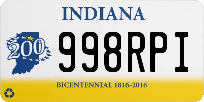 IN license plate 998RPI