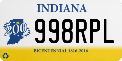 IN license plate 998RPL