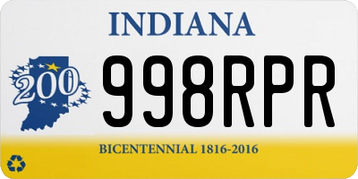 IN license plate 998RPR