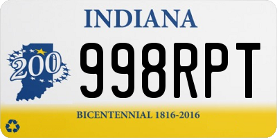 IN license plate 998RPT