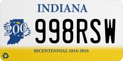 IN license plate 998RSW