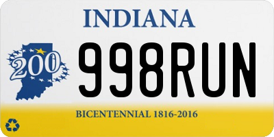 IN license plate 998RUN