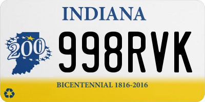 IN license plate 998RVK