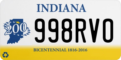 IN license plate 998RVO