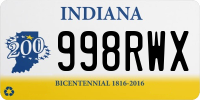 IN license plate 998RWX