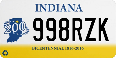 IN license plate 998RZK