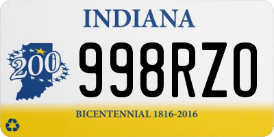 IN license plate 998RZO