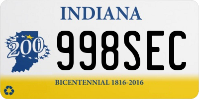 IN license plate 998SEC