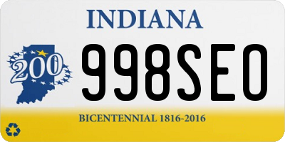 IN license plate 998SEO