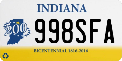 IN license plate 998SFA