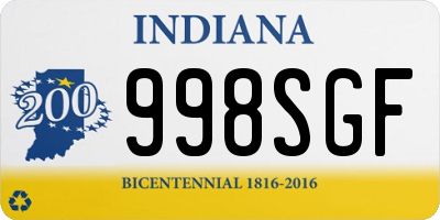IN license plate 998SGF