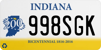 IN license plate 998SGK