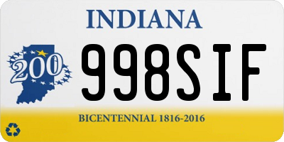 IN license plate 998SIF