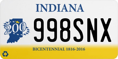 IN license plate 998SNX