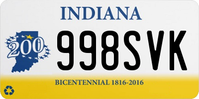 IN license plate 998SVK