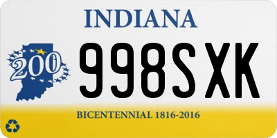 IN license plate 998SXK