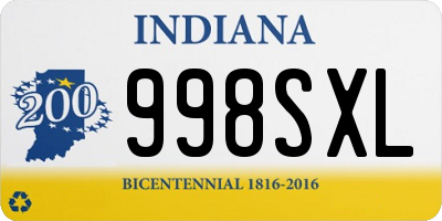 IN license plate 998SXL