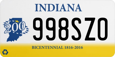 IN license plate 998SZO