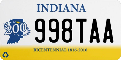 IN license plate 998TAA