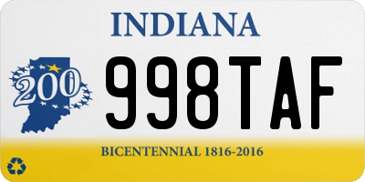 IN license plate 998TAF