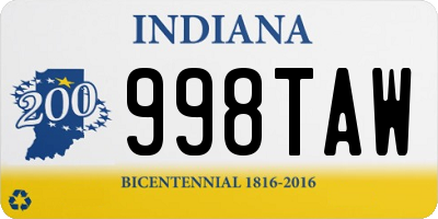 IN license plate 998TAW