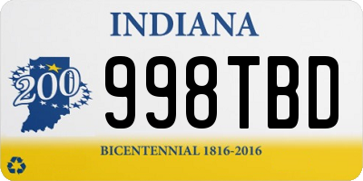 IN license plate 998TBD