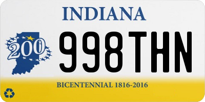 IN license plate 998THN