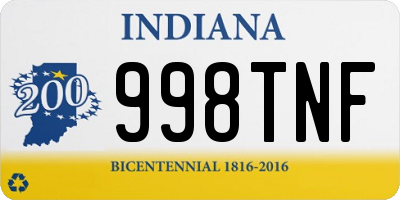 IN license plate 998TNF