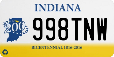 IN license plate 998TNW