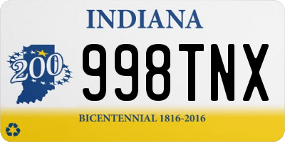 IN license plate 998TNX