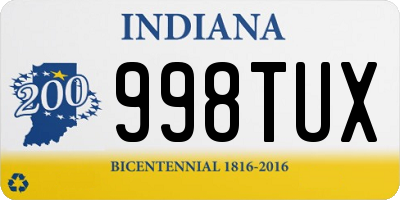 IN license plate 998TUX