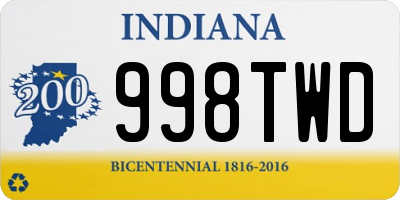 IN license plate 998TWD