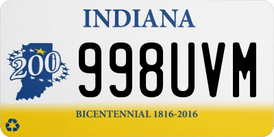 IN license plate 998UVM