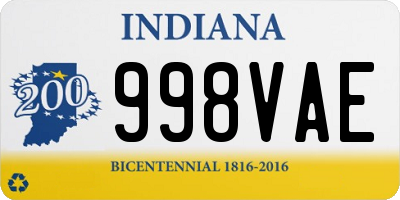 IN license plate 998VAE
