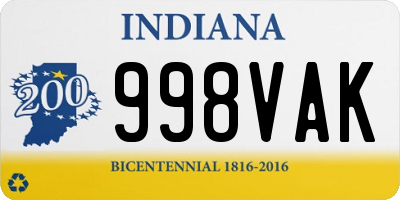 IN license plate 998VAK