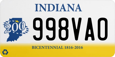 IN license plate 998VAO