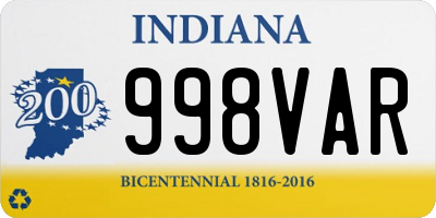 IN license plate 998VAR