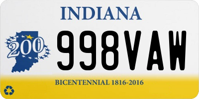 IN license plate 998VAW