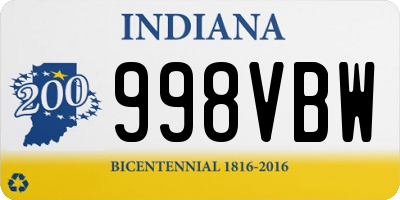 IN license plate 998VBW