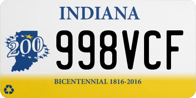 IN license plate 998VCF