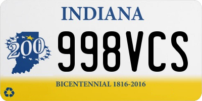 IN license plate 998VCS