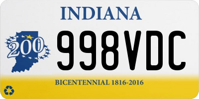 IN license plate 998VDC