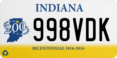 IN license plate 998VDK