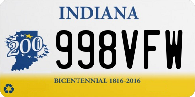 IN license plate 998VFW