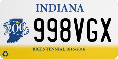 IN license plate 998VGX