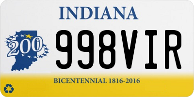 IN license plate 998VIR