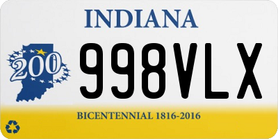 IN license plate 998VLX