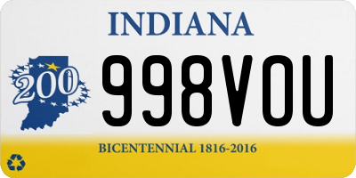 IN license plate 998VOU