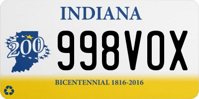 IN license plate 998VOX