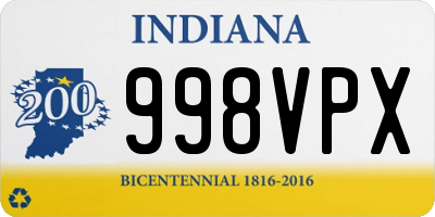 IN license plate 998VPX